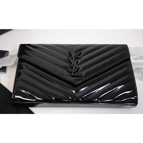 BRAND New Saint Laurent YSL Medium WOC Chain Wallet Patent Leather Purse Bag Box - Picture 5 of 11